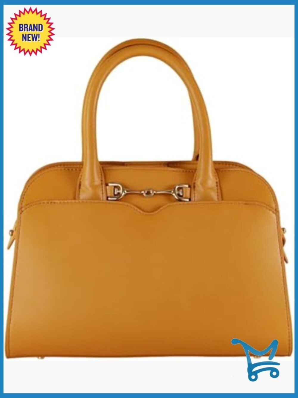 Leather Satchel Bag with Crossbody Strap, Multiple Pockets, Protective Feet